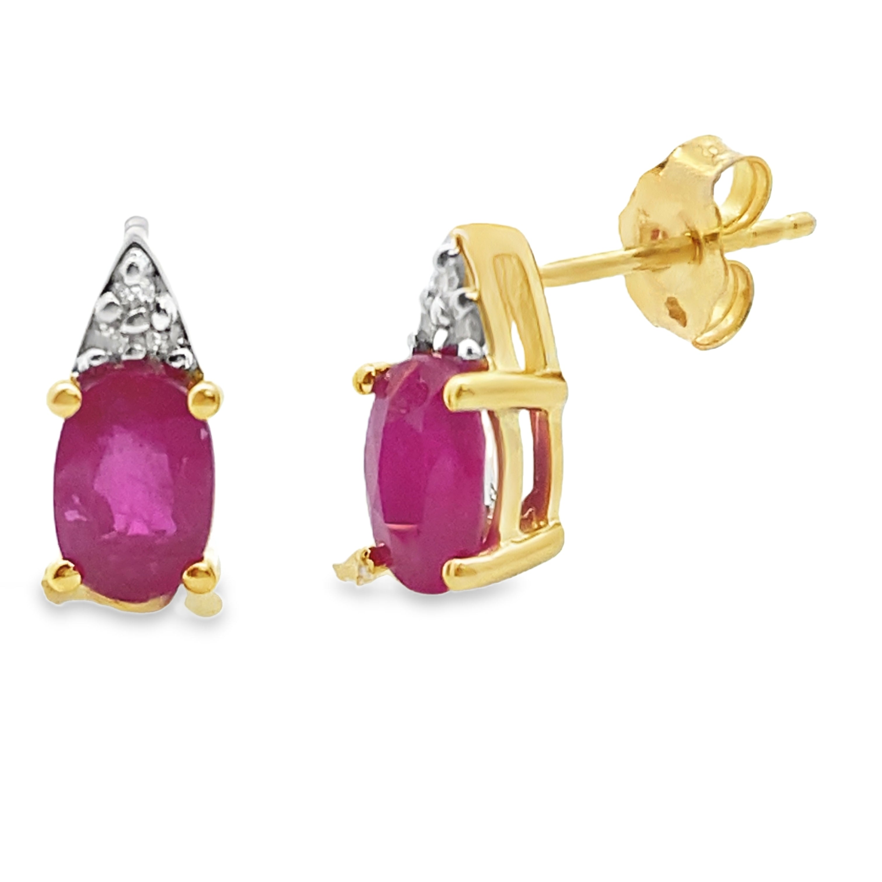 1.38ct Ruby Diamond Stud Earrings 10KT Yellow Gold by Bids.com