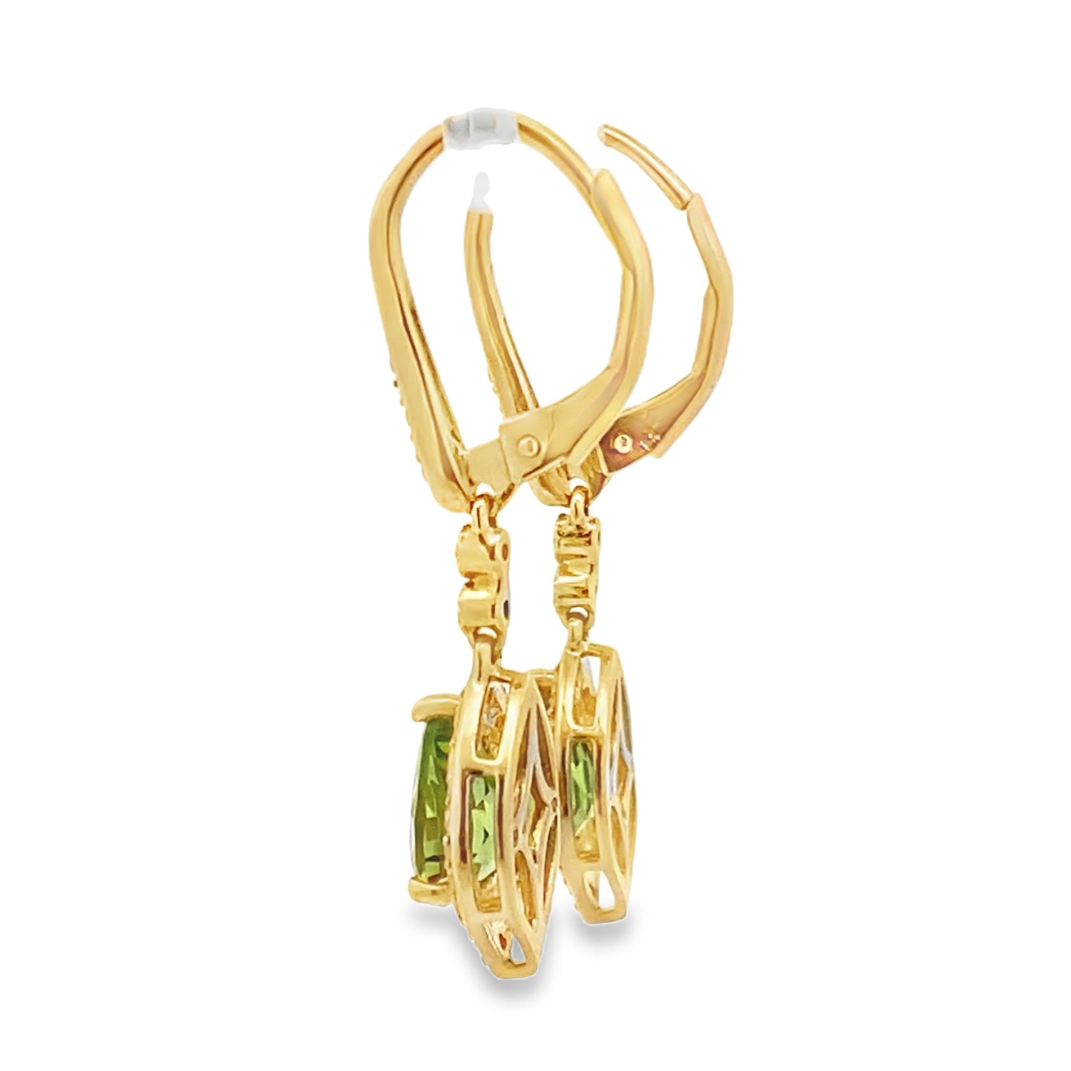 1.88ct Peridot Diamond Dangle Earrings 10KT Yellow Gold by Bids.com