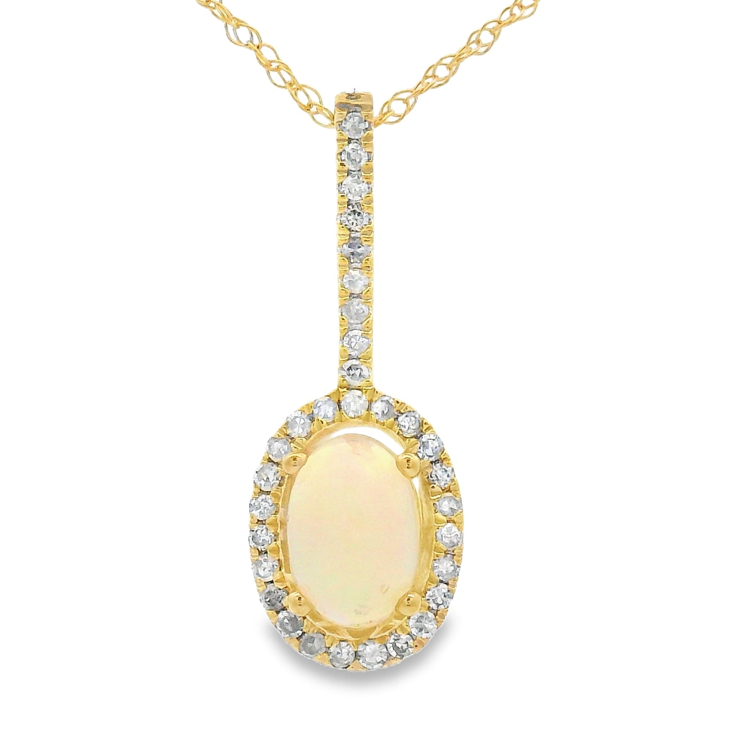 .10ct Opal Diamond Fashion Pendants 10KT Yellow Gold by Bids.com