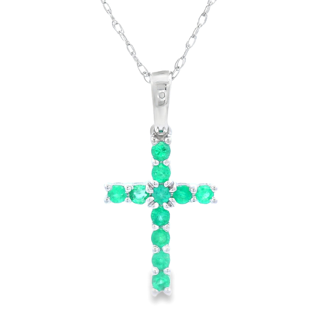 .20ct Emerald Cross Religious Pendant 14KT White Gold by Bids.com