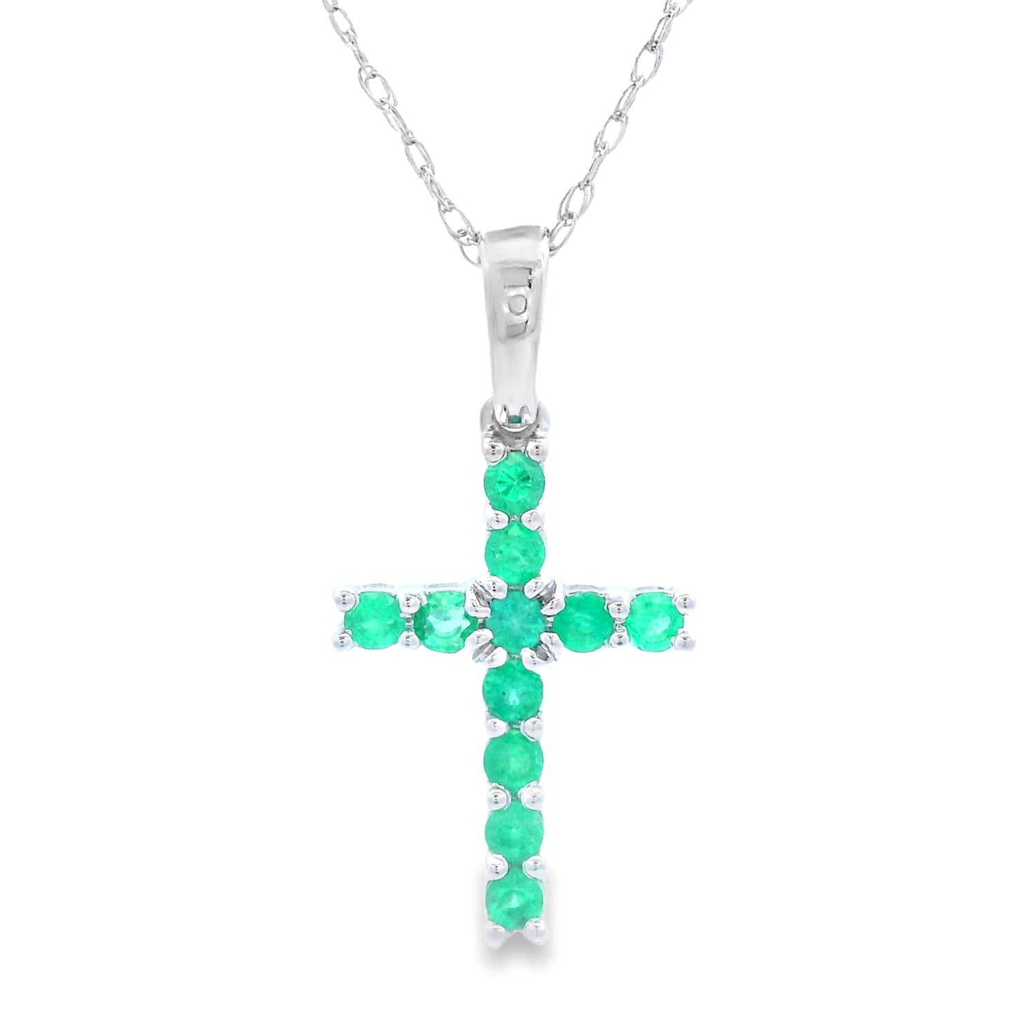 .20ct Emerald Cross Religious Pendant 14KT White Gold by Bids.com