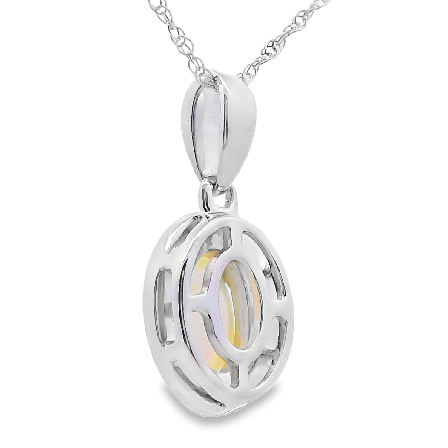 .04ct Opal Diamond Fashion Pendants 10KT White Gold