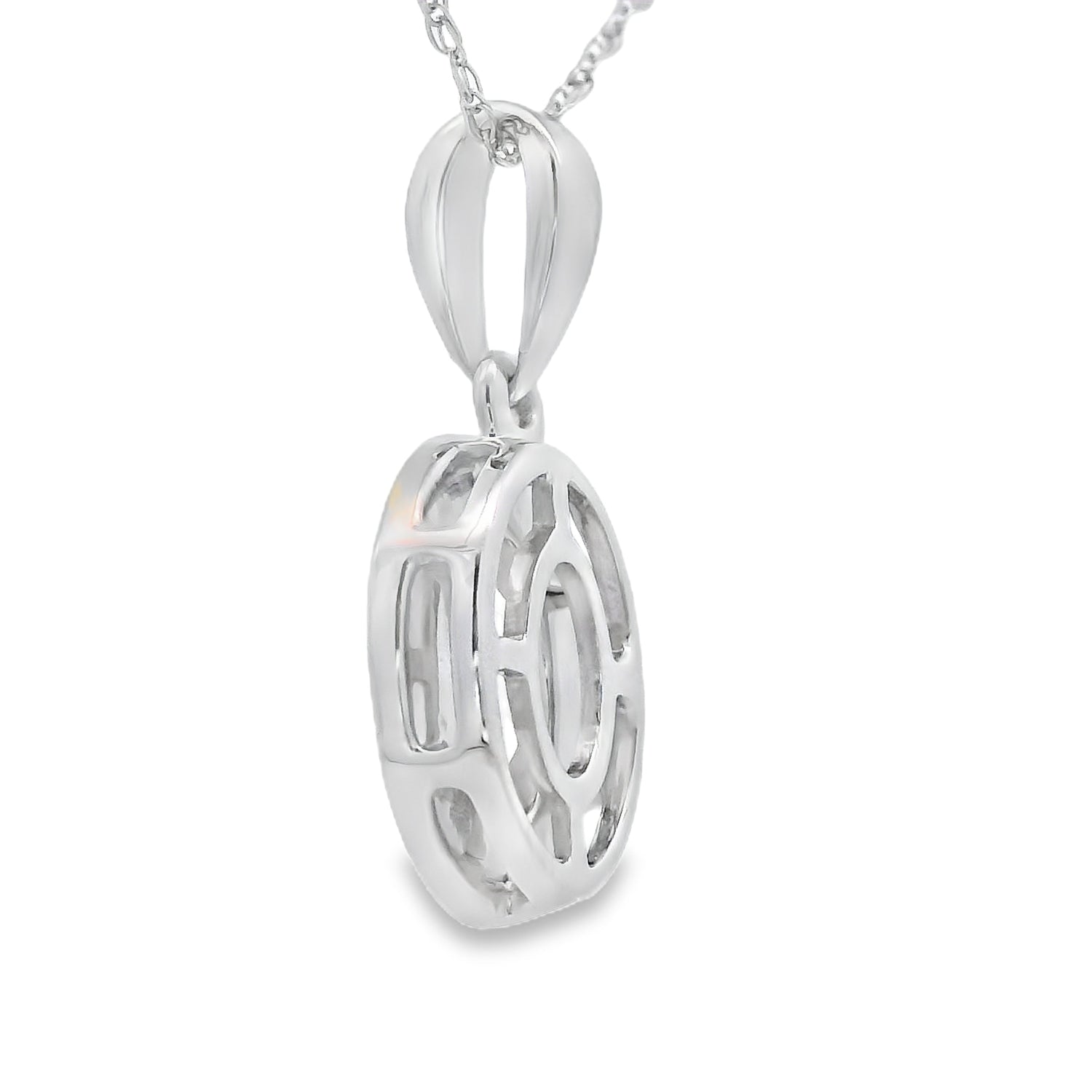 Rose Quartz Diamond Fashion Pendants 10KT White Gold by Bids.com