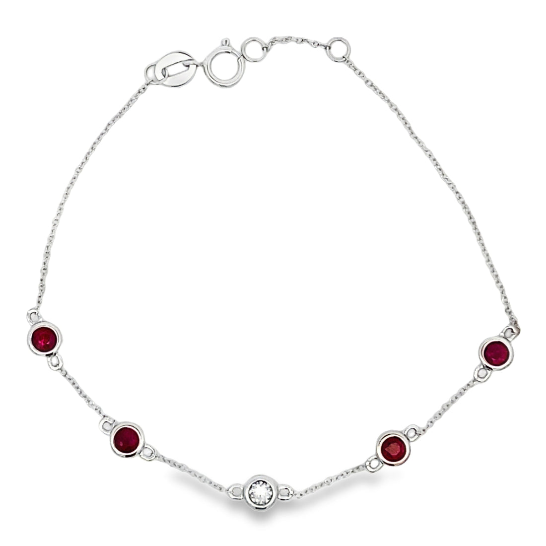 Natural .71ct Ruby Diamond Bracelet 14KT White Gold by Bids.com