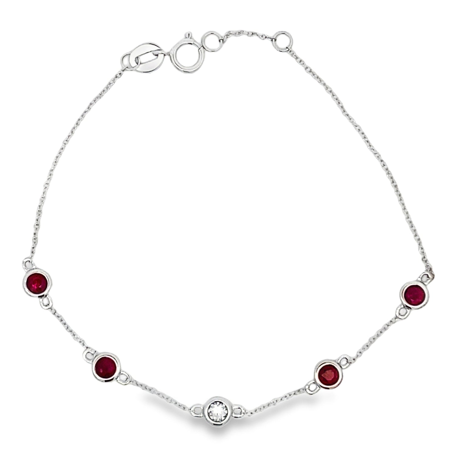 Natural .71ct Ruby Diamond Bracelet 14KT White Gold by Bids.com