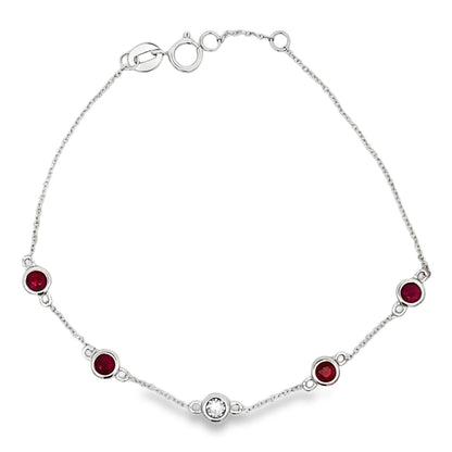 Natural .71ct Ruby Diamond Bracelet 14KT White Gold by Bids.com