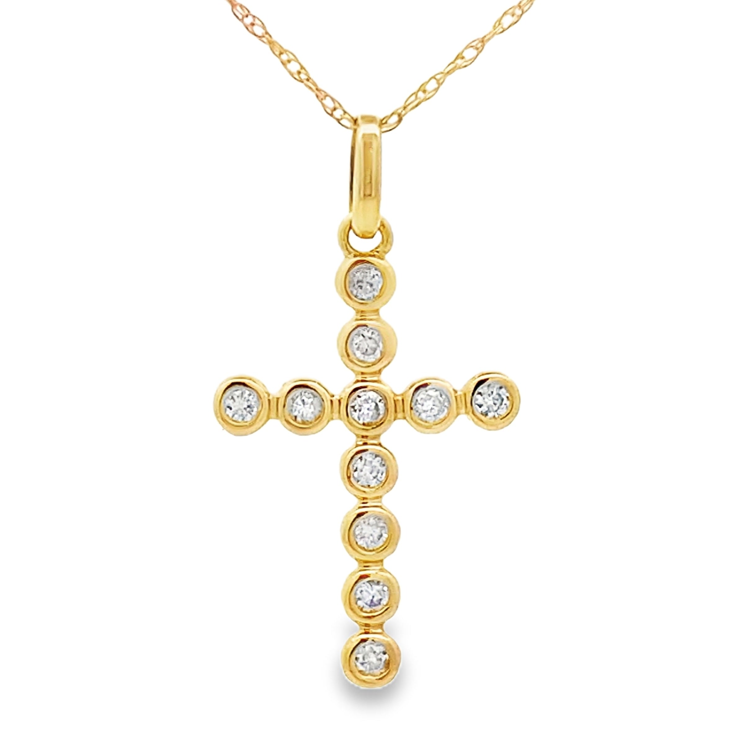 .15ct Diamond Cross Religious Pendant 14KT Yellow Gold by Bids.com