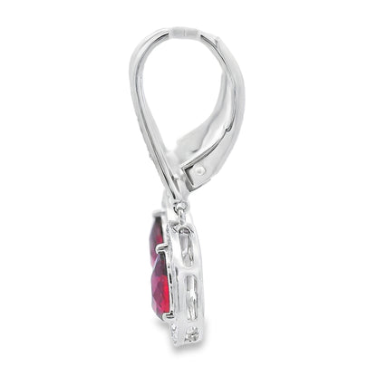 1.05ct Garnet Diamond Dangle Earrings 10KT White Gold by Bids.com