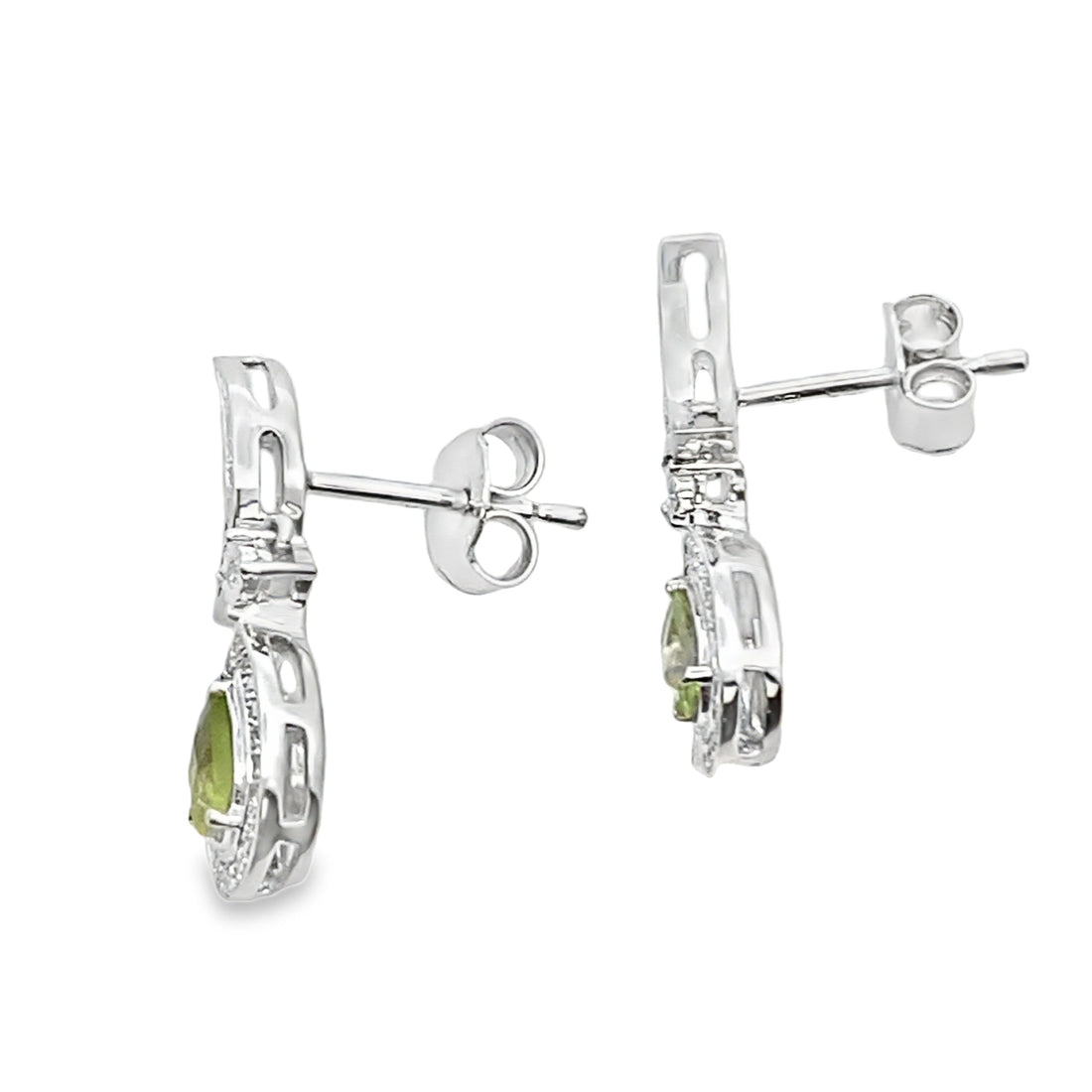 .52ct Peridot Diamond Dangle Earrings 10KT White Gold by Bids.com
