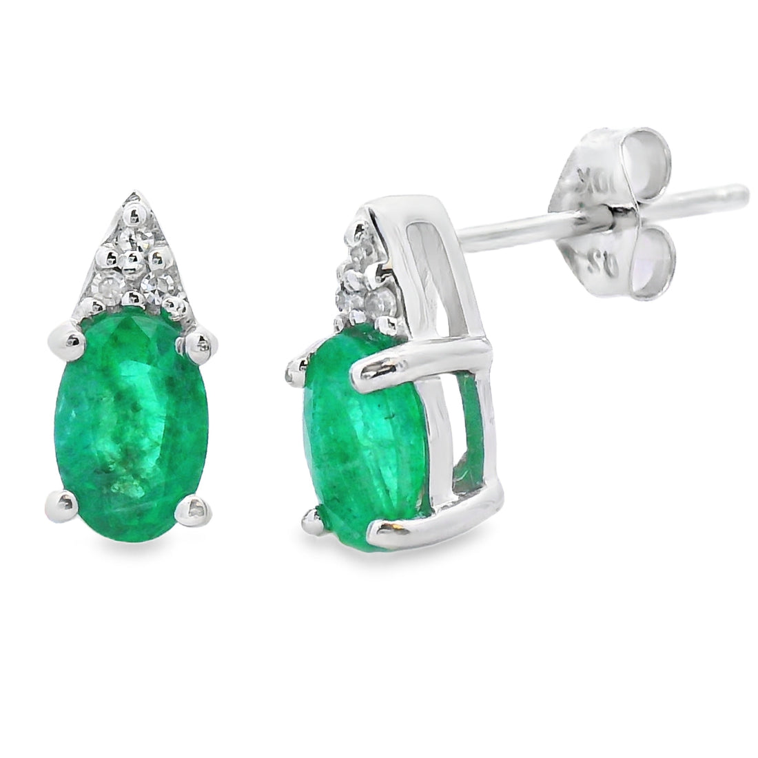 1.03ct Emerald Diamond Stud Earrings 10KT White Gold by Bids.com