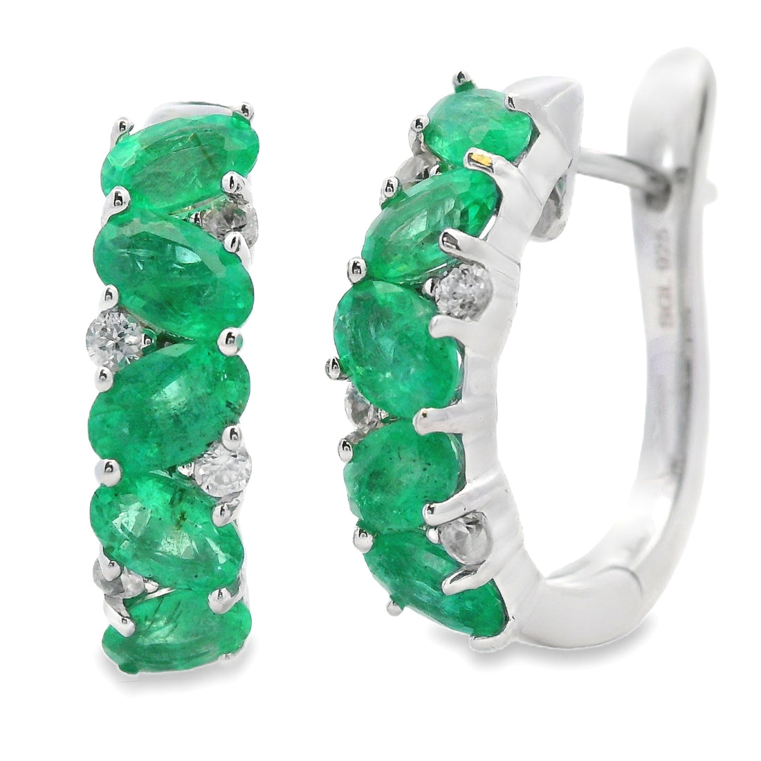 2.50ct Emerald Zircon Hoop Earrings Sterling Silver by Bids.com