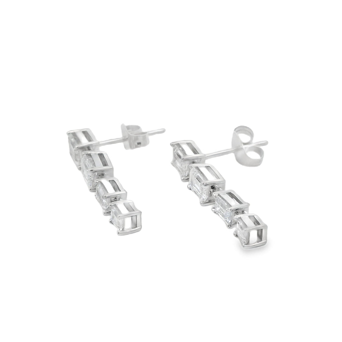 Lab Grown Diamond Dangle Earrings 14KT White Gold by Bids.com