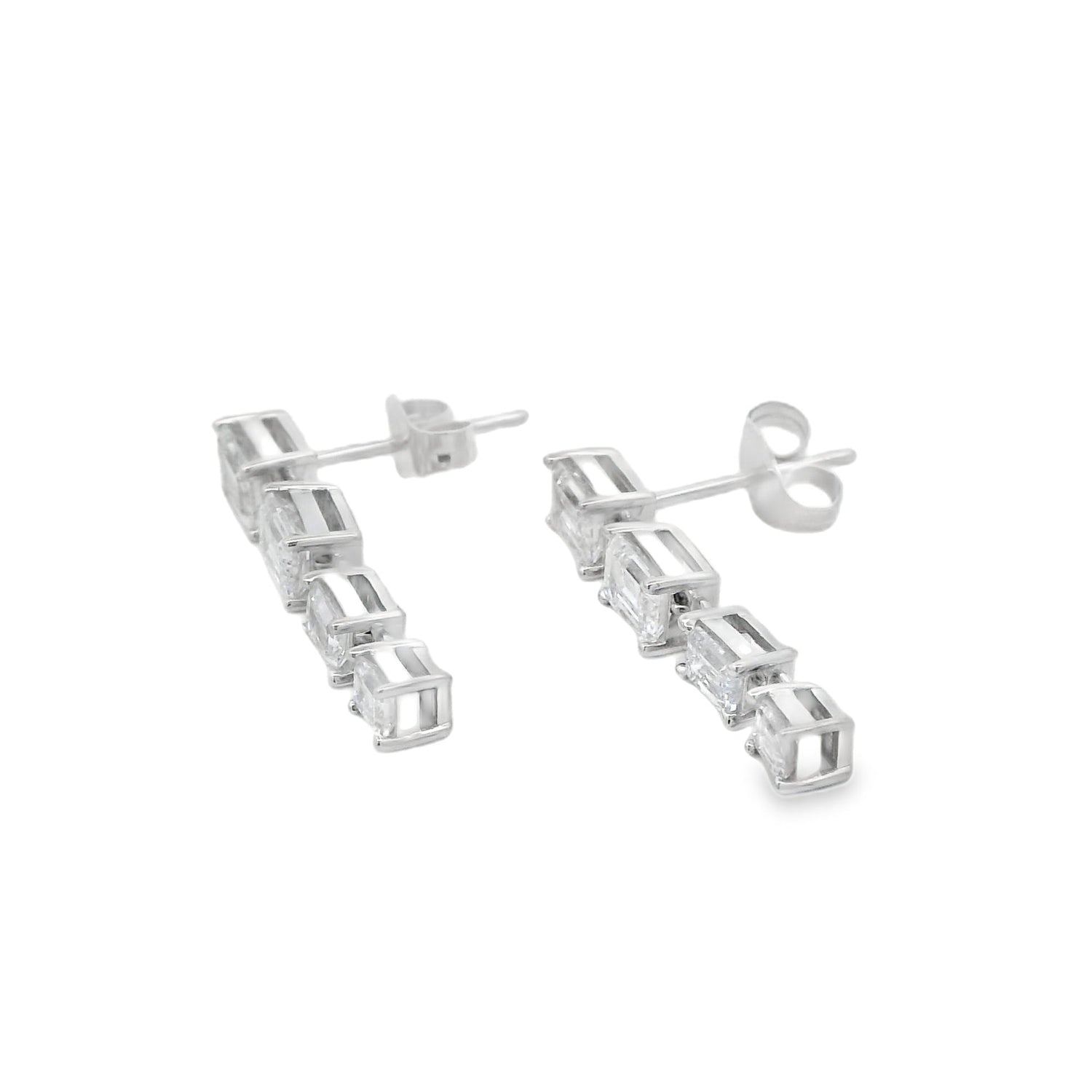 Lab Grown Diamond Dangle Earrings 14KT White Gold by Bids.com
