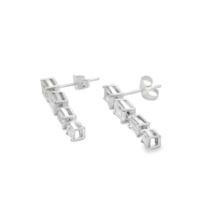 Lab Grown Diamond Dangle Earrings 14KT White Gold by Bids.com