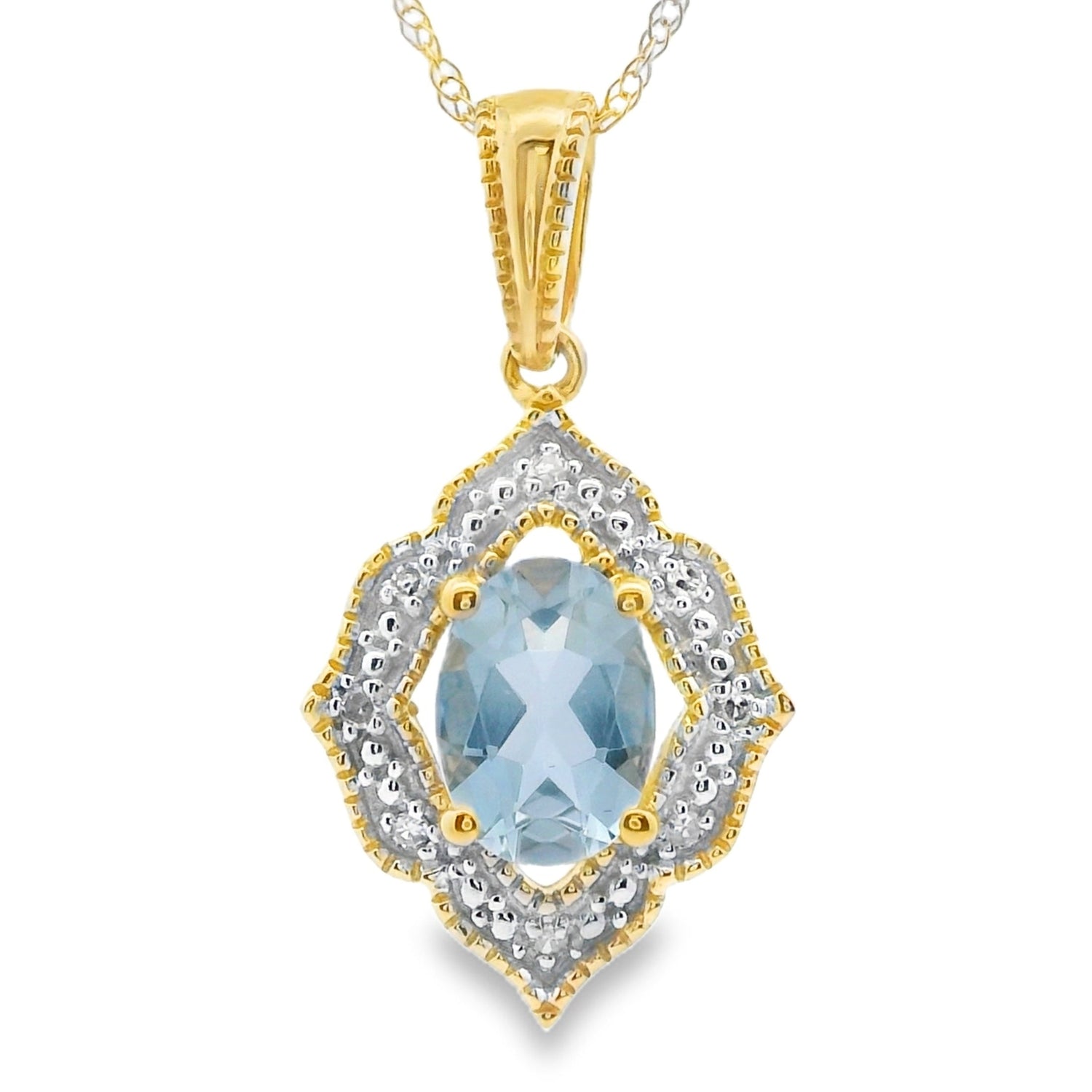 Aquamarine Diamond Fashion Pendants 10KT Yellow Gold by Bids.com