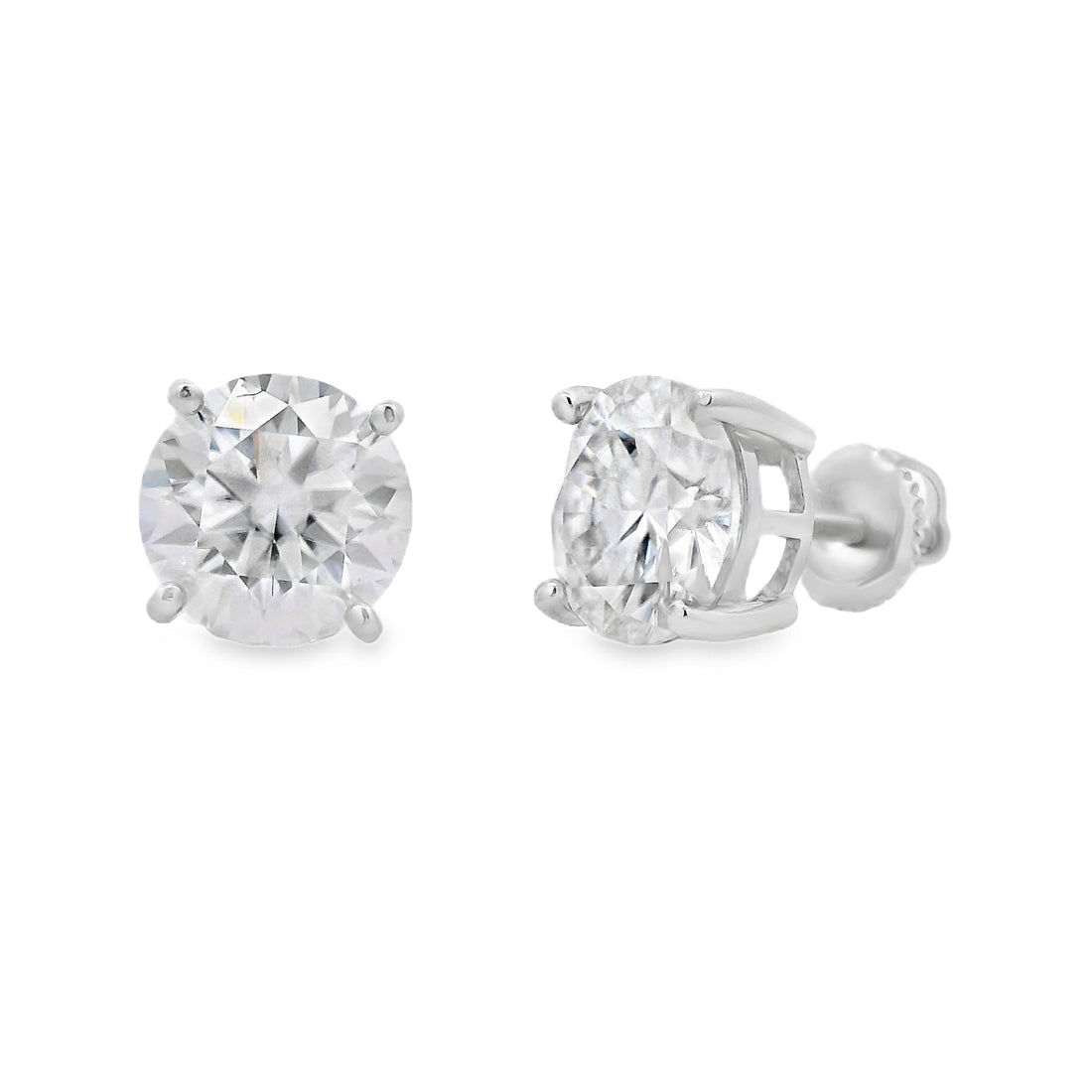Natural 6.00ct Moissanite Stud Earrings Sterling Silver by Bids.com