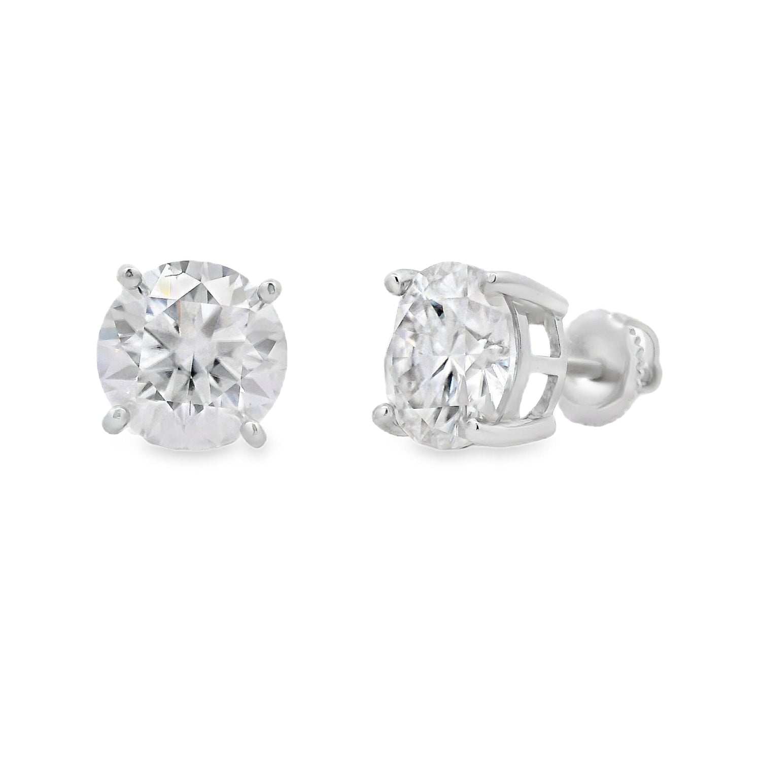 Natural 6.00ct Moissanite Stud Earrings Sterling Silver by Bids.com