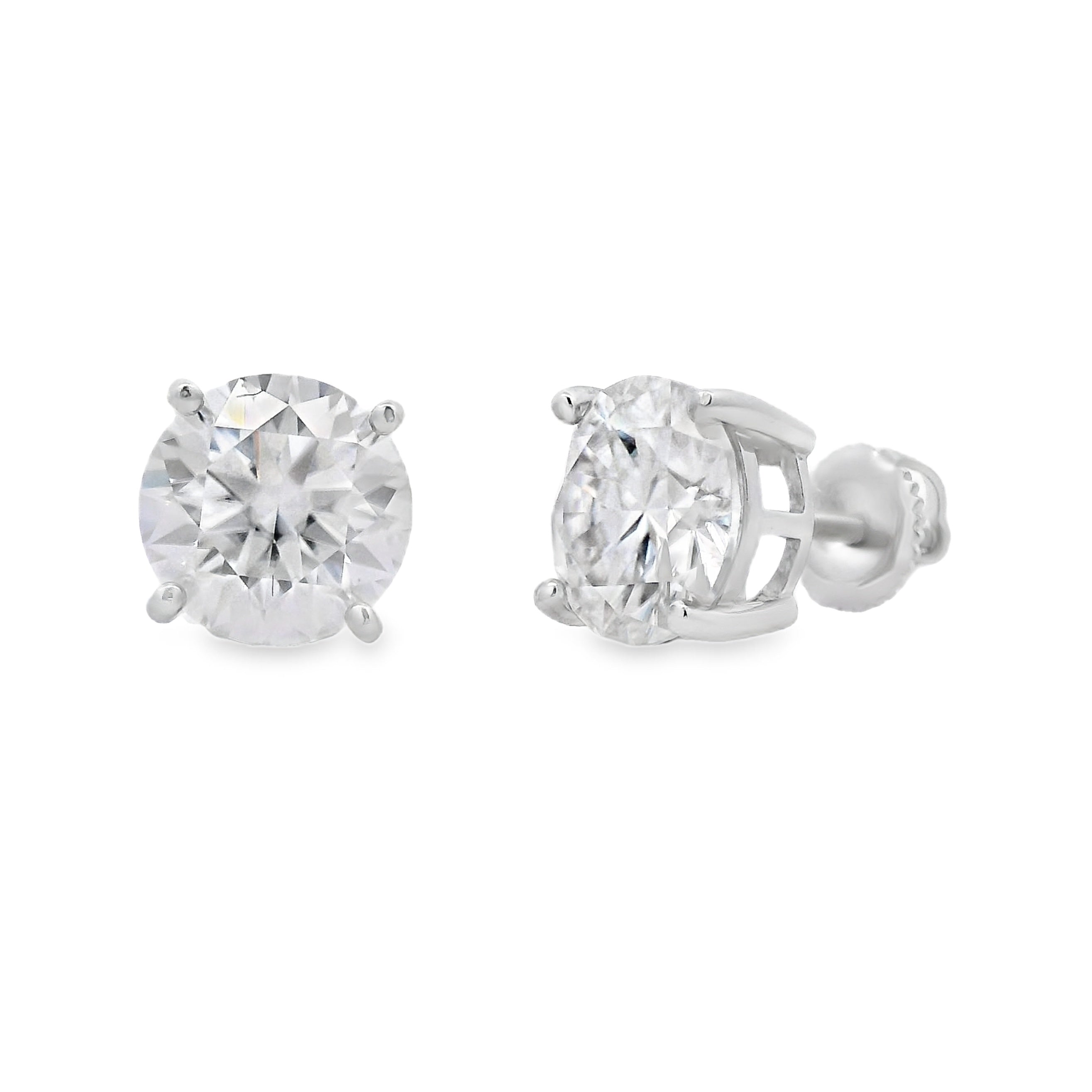 Natural 6.00ct Moissanite Stud Earrings Sterling Silver by Bids.com