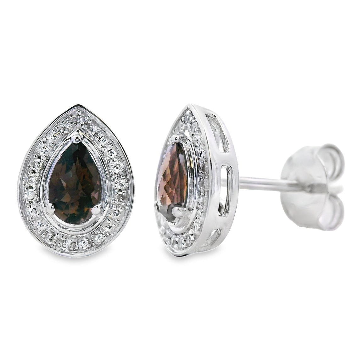 .50ct Quartz Diamond Stud Earrings 10KT White Gold by Bids.com