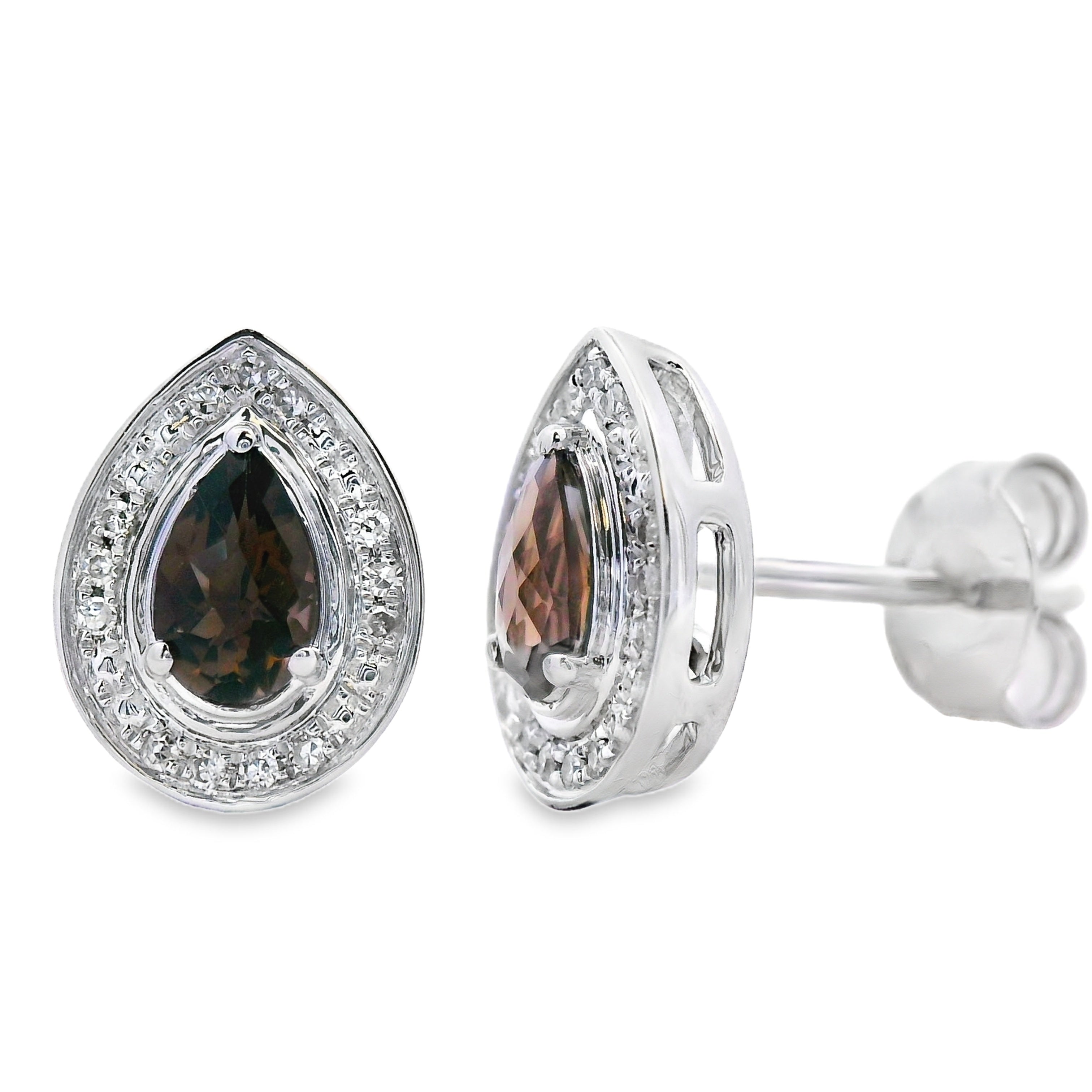 .50ct Quartz Diamond Stud Earrings 10KT White Gold by Bids.com