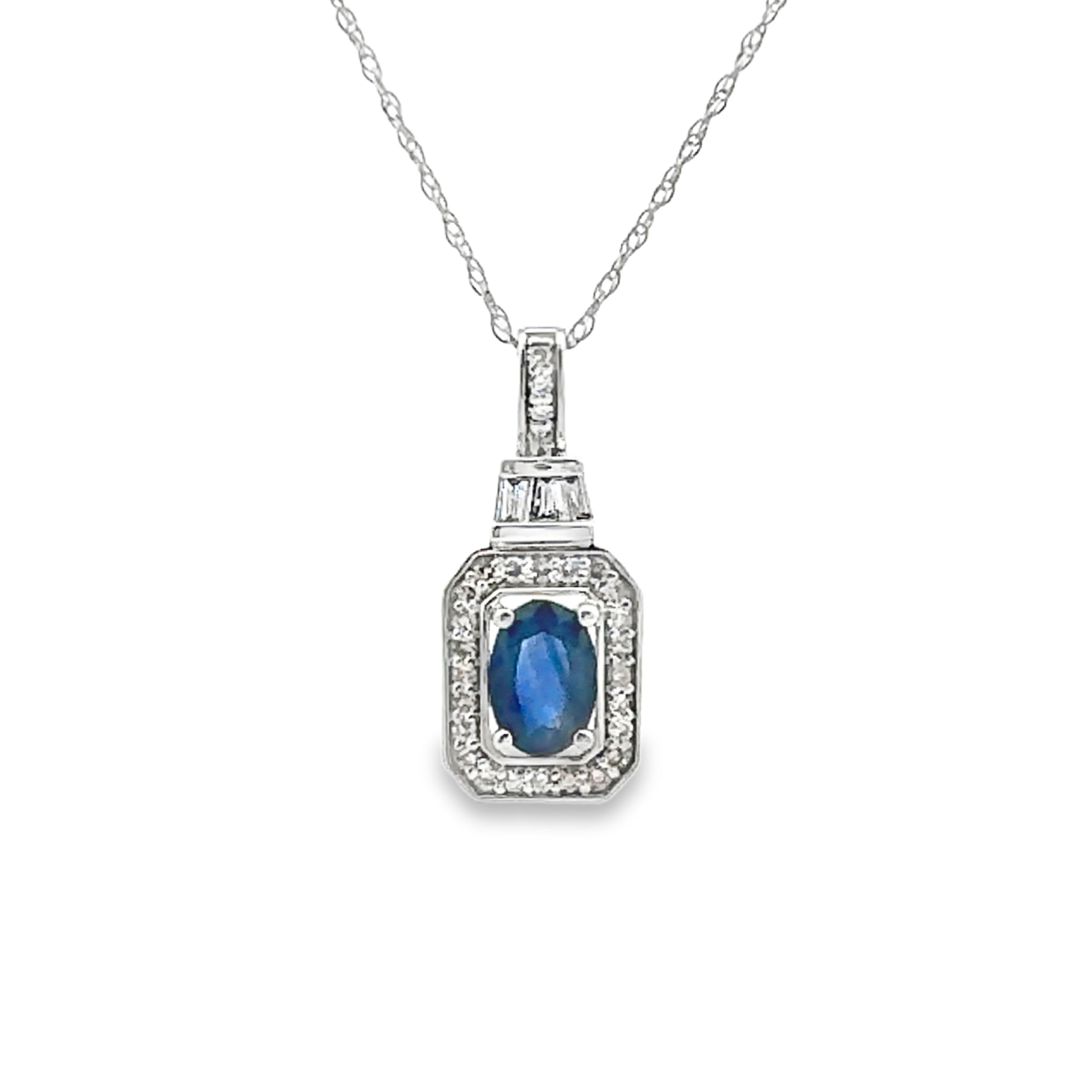 .72ct Sapphire Diamond Fashion Pendants 14KT White Gold by Bids.com