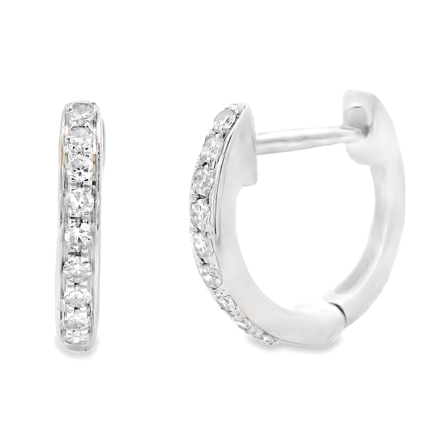 Natural .09ct Diamond Hoop Earrings 10KT White Gold by Bids.com