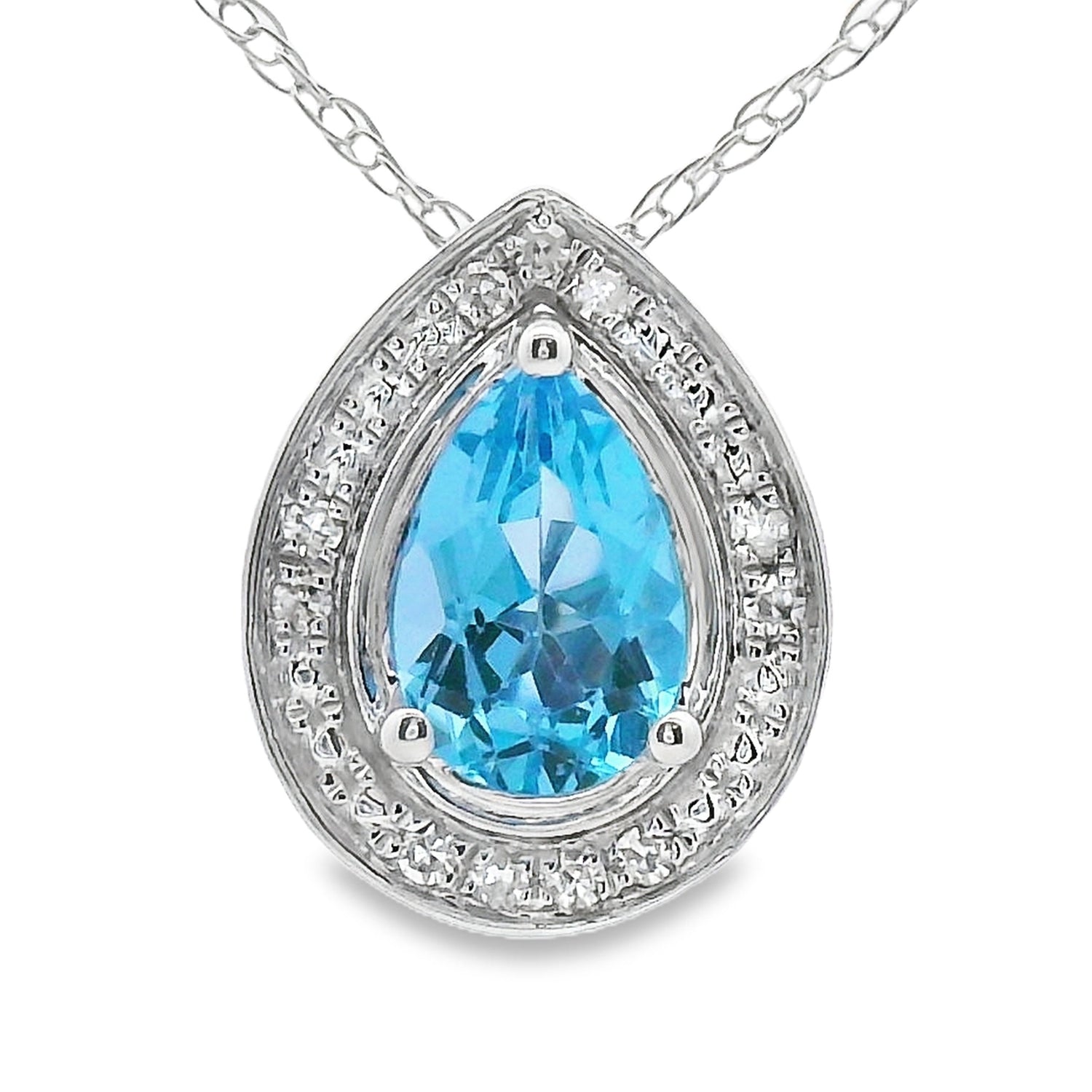 Blue Topaz Diamond Fashion Pendants 10KT White Gold by Bids.com