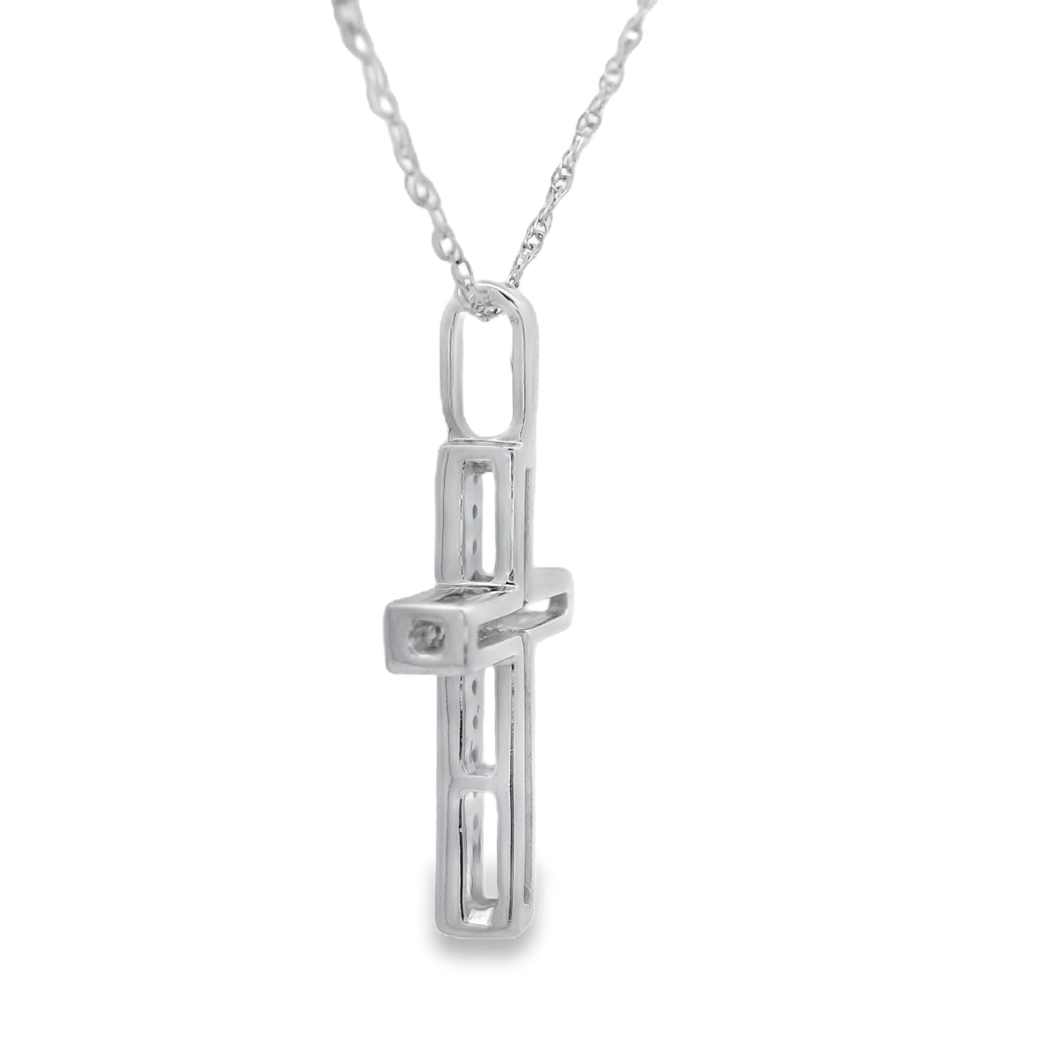 .08ct Diamond Cross Religious Pendant 14KT White Gold by Bids.com
