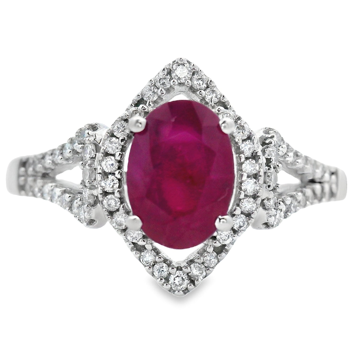 Natural 1.26ct Ruby Diamond Ring 14KT White Gold by Bids.com