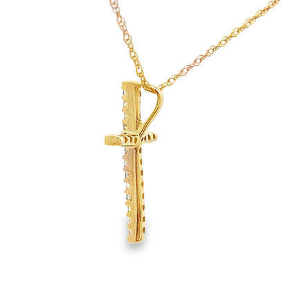 .10ct Diamond Cross Religious Pendant 14KT Yellow Gold by Bids.com