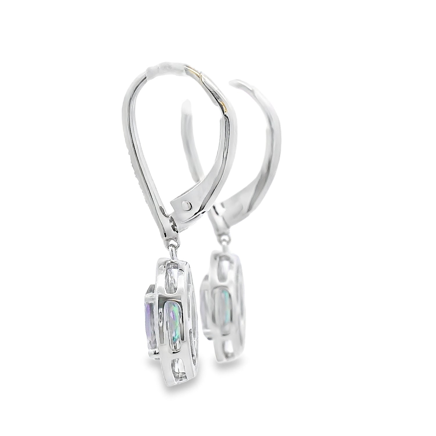 .89ct Mystic Fire Topaz Dangle Earrings 10KT White Gold by Bids.com