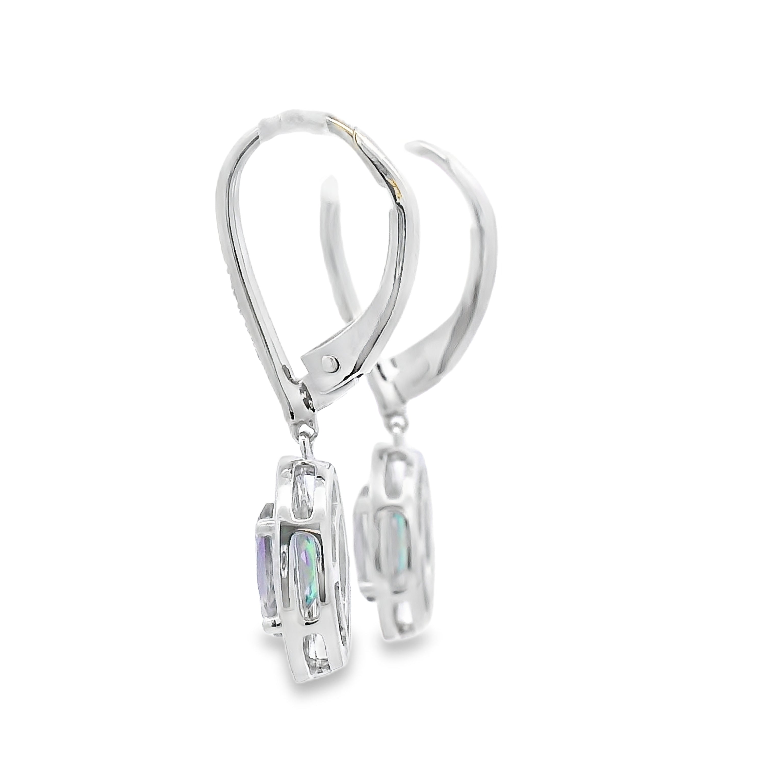 .89ct Mystic Fire Topaz Dangle Earrings 10KT White Gold by Bids.com