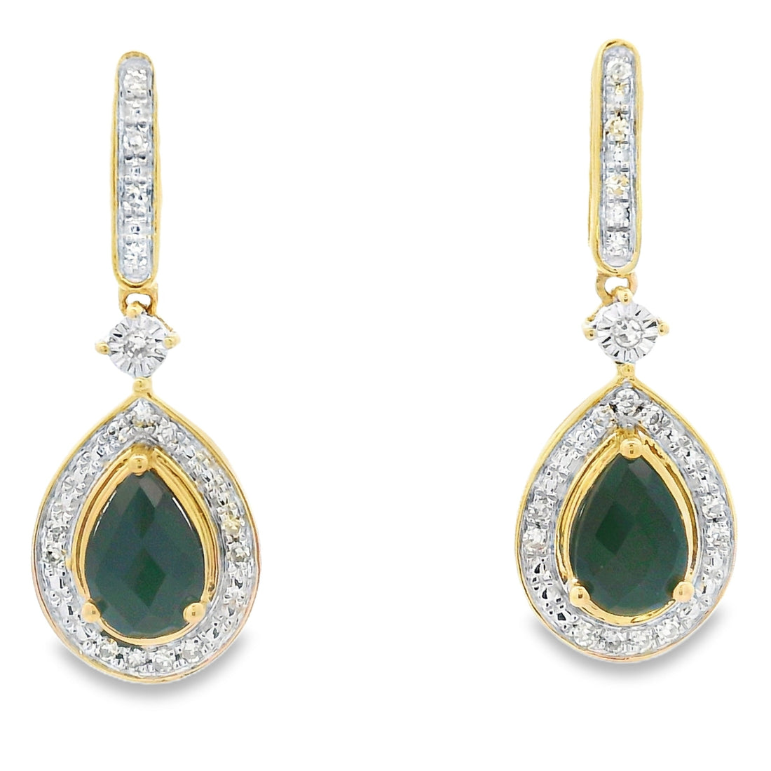 .84ct Onyx Diamond Dangle Earrings 10KT Yellow Gold by Bids.com