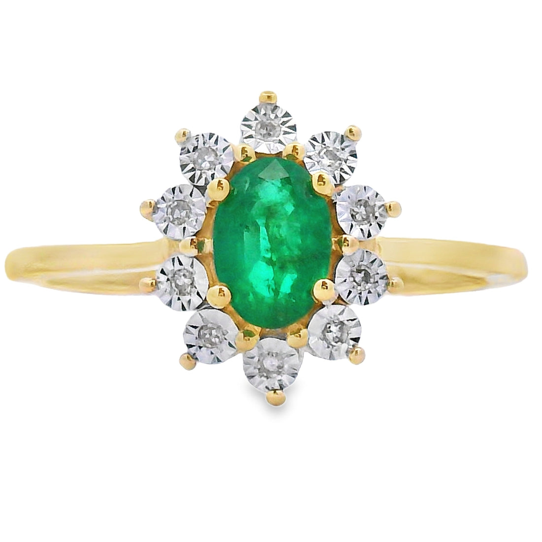 Genuine .43ct Emerald Diamond Ring 10KT Yellow Gold by Bids.com