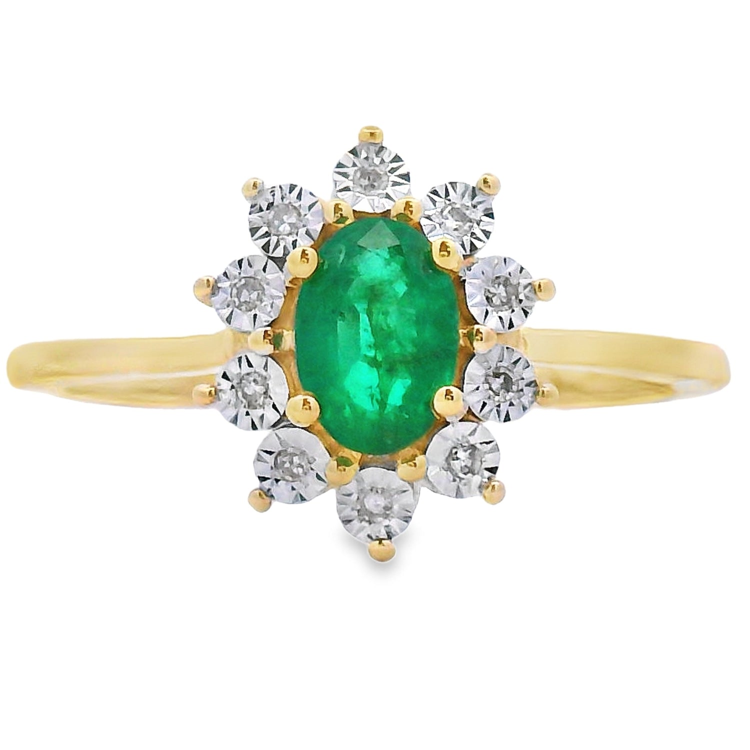 Genuine .43ct Emerald Diamond Ring 10KT Yellow Gold by Bids.com