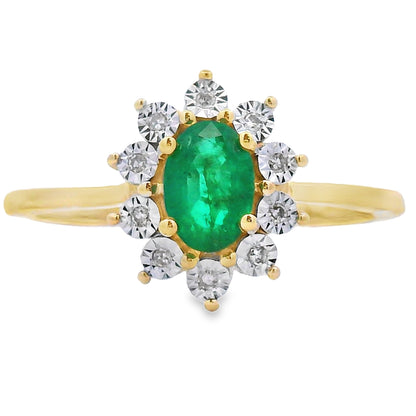 Genuine .43ct Emerald Diamond Ring 10KT Yellow Gold by Bids.com