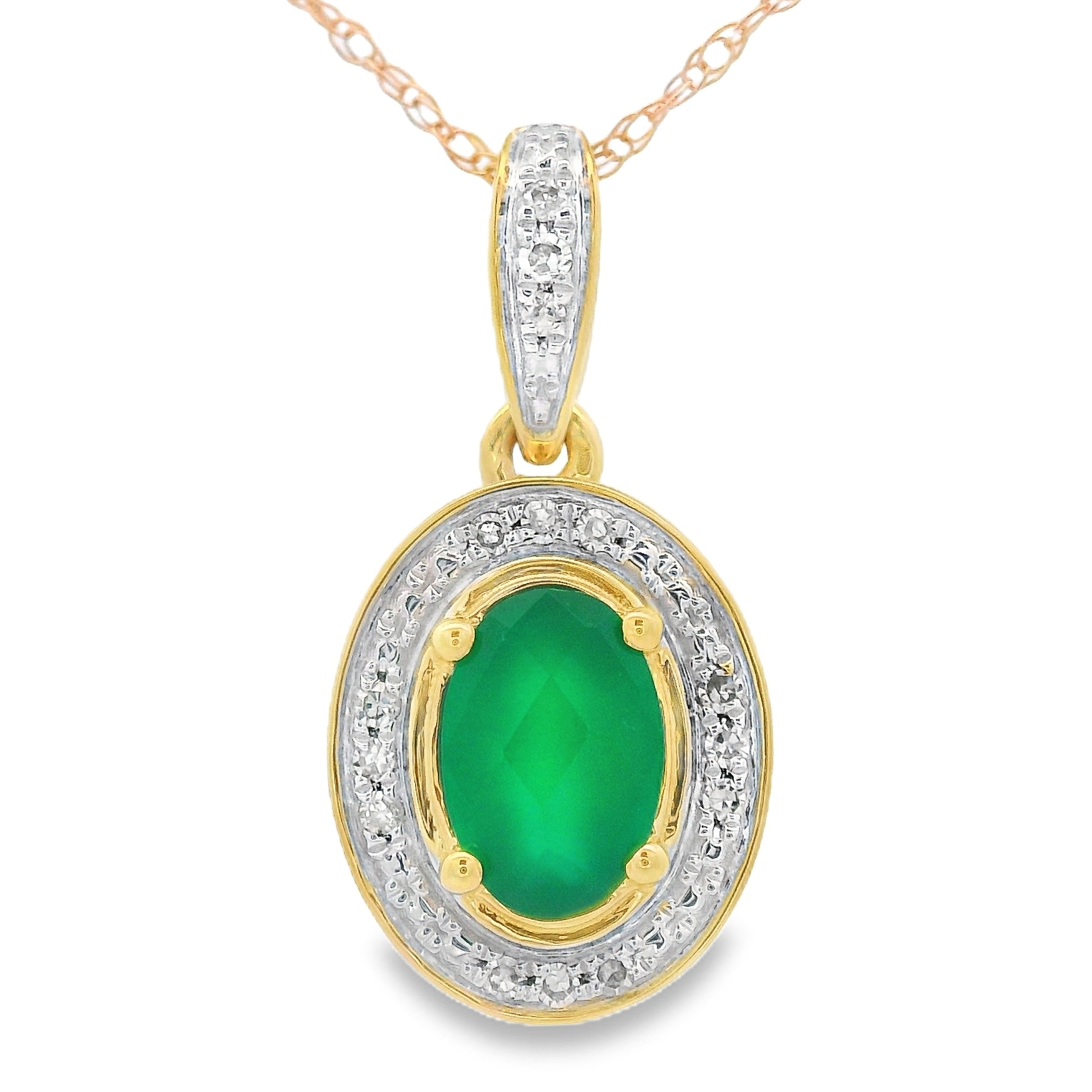 Chalcedony Diamond Fashion Pendants 10KT Yellow Gold by Bids.com