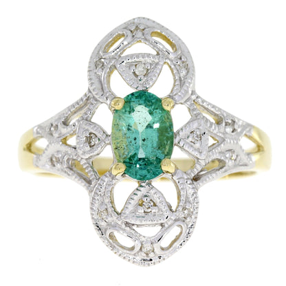 Natural .70ct Emerald Diamond Ring 10KT Yellow Gold by Bids.com