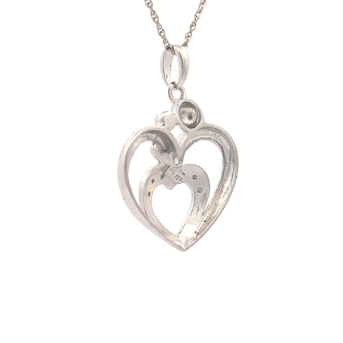 .10ct Diamond Heart Love Pendant Sterling Silver by Bids.com