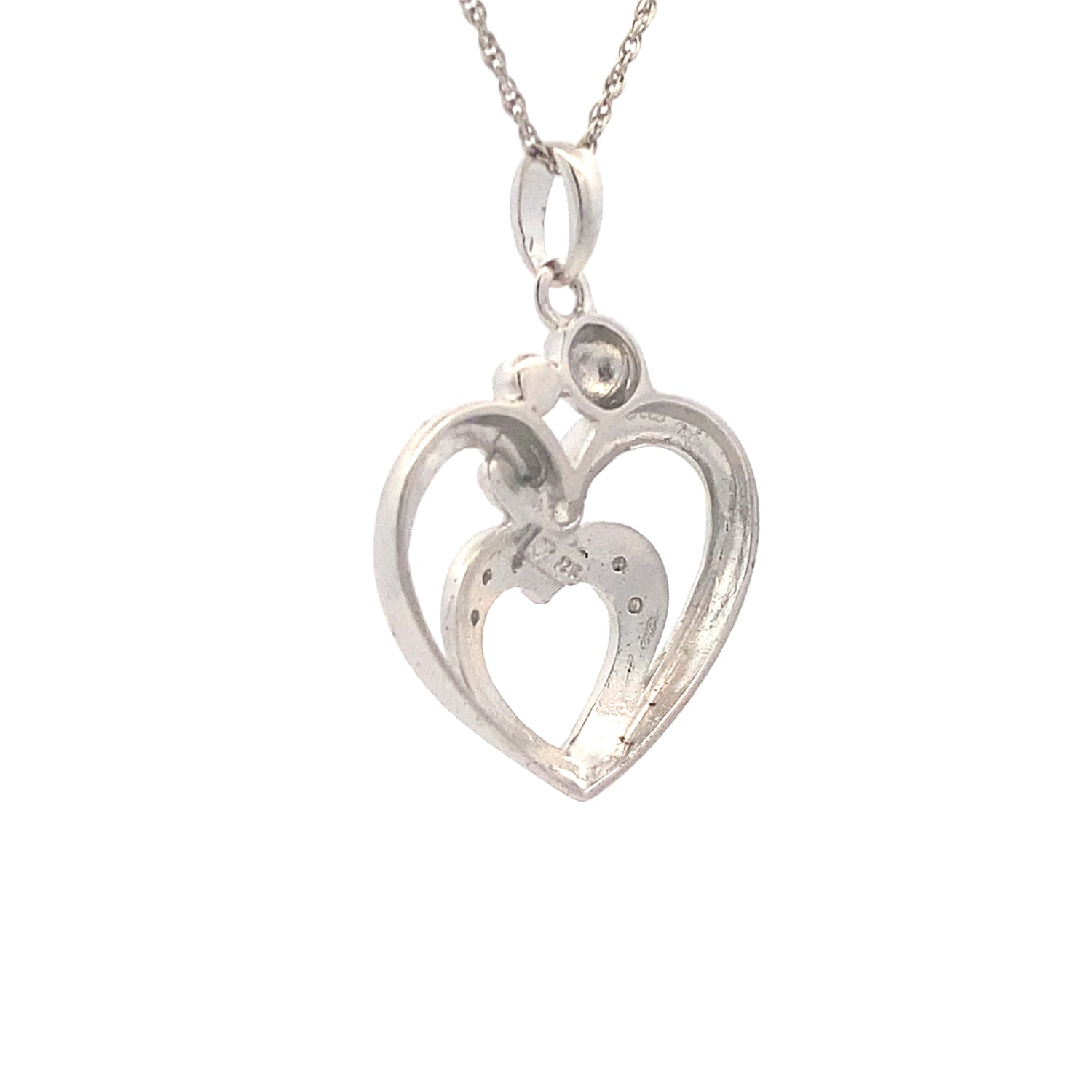 .10ct Diamond Heart Love Pendant Sterling Silver by Bids.com