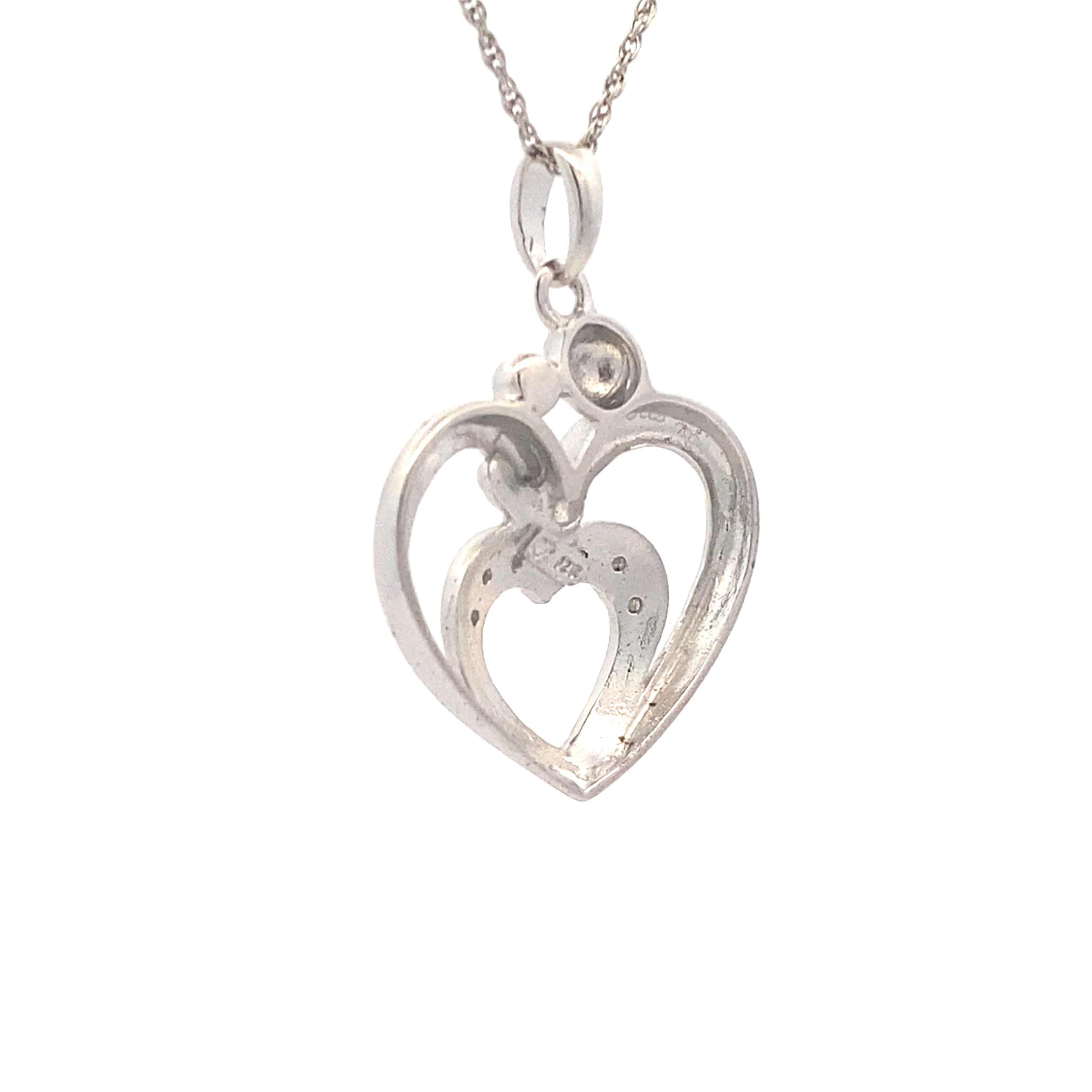 .10ct Diamond Heart Love Pendant Sterling Silver by Bids.com
