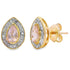 Rose Quartz Diamond Stud Earrings 10KT Yellow Gold by Bids.com