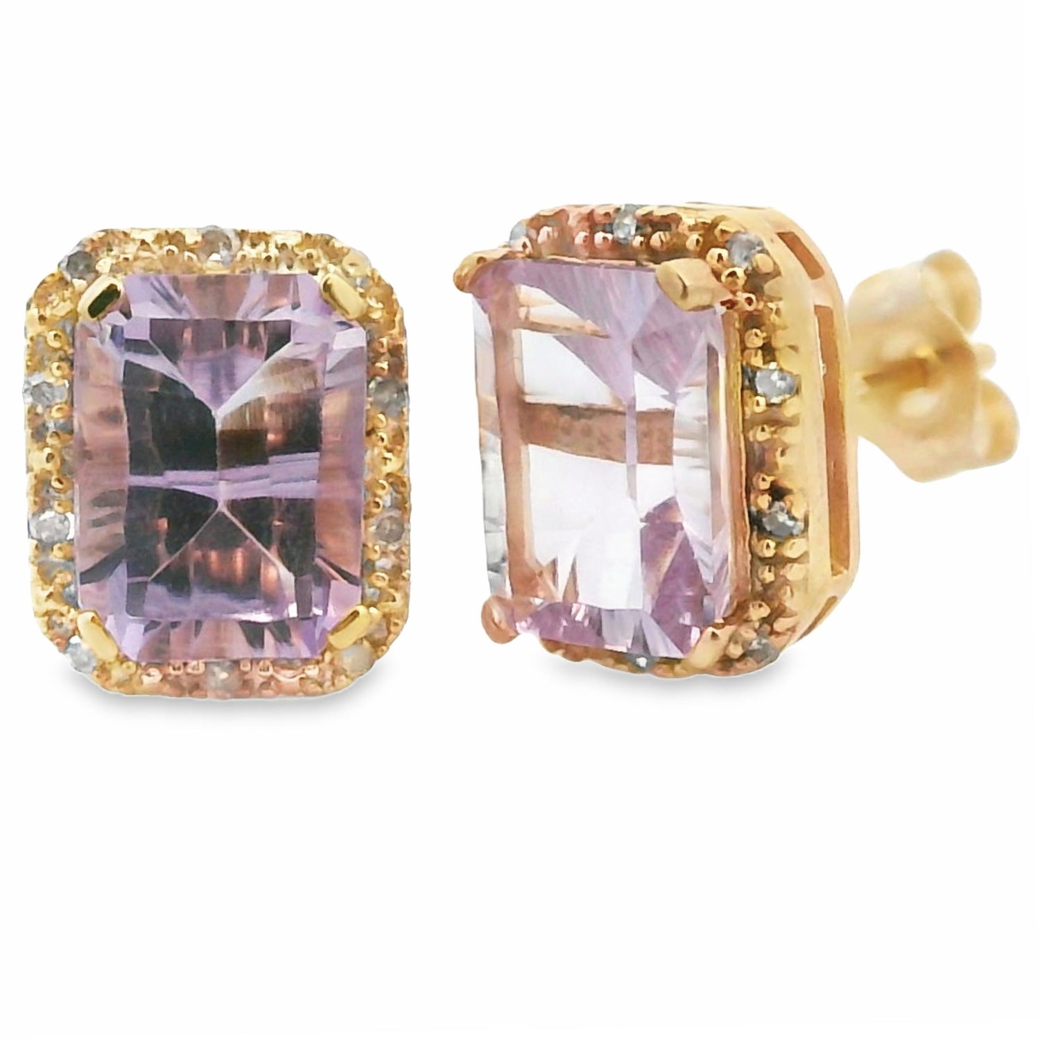 1.15ct Amethyst Diamond Earrings 10KT Yellow Gold by Bids.com
