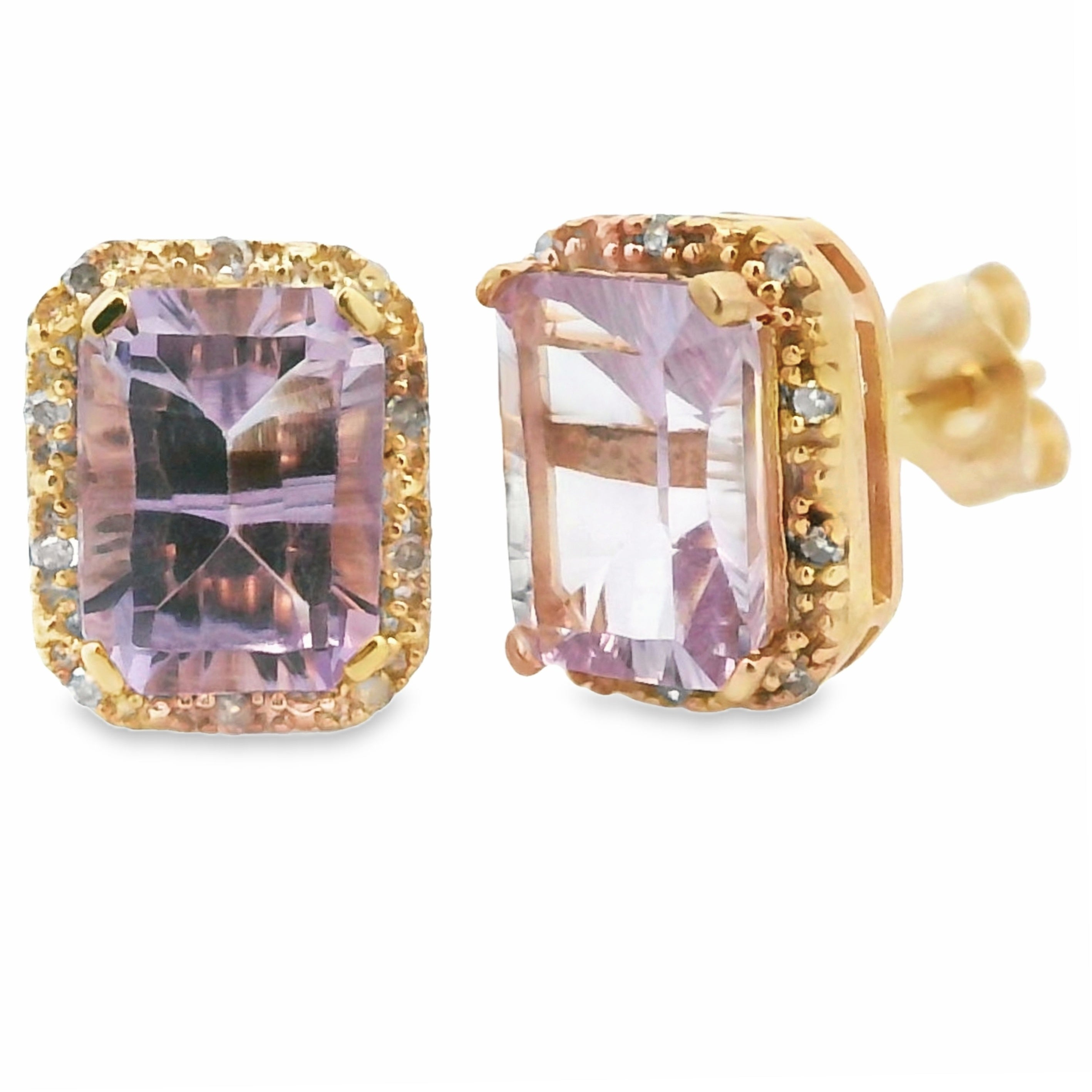 1.15ct Amethyst Diamond Earrings 10KT Yellow Gold by Bids.com