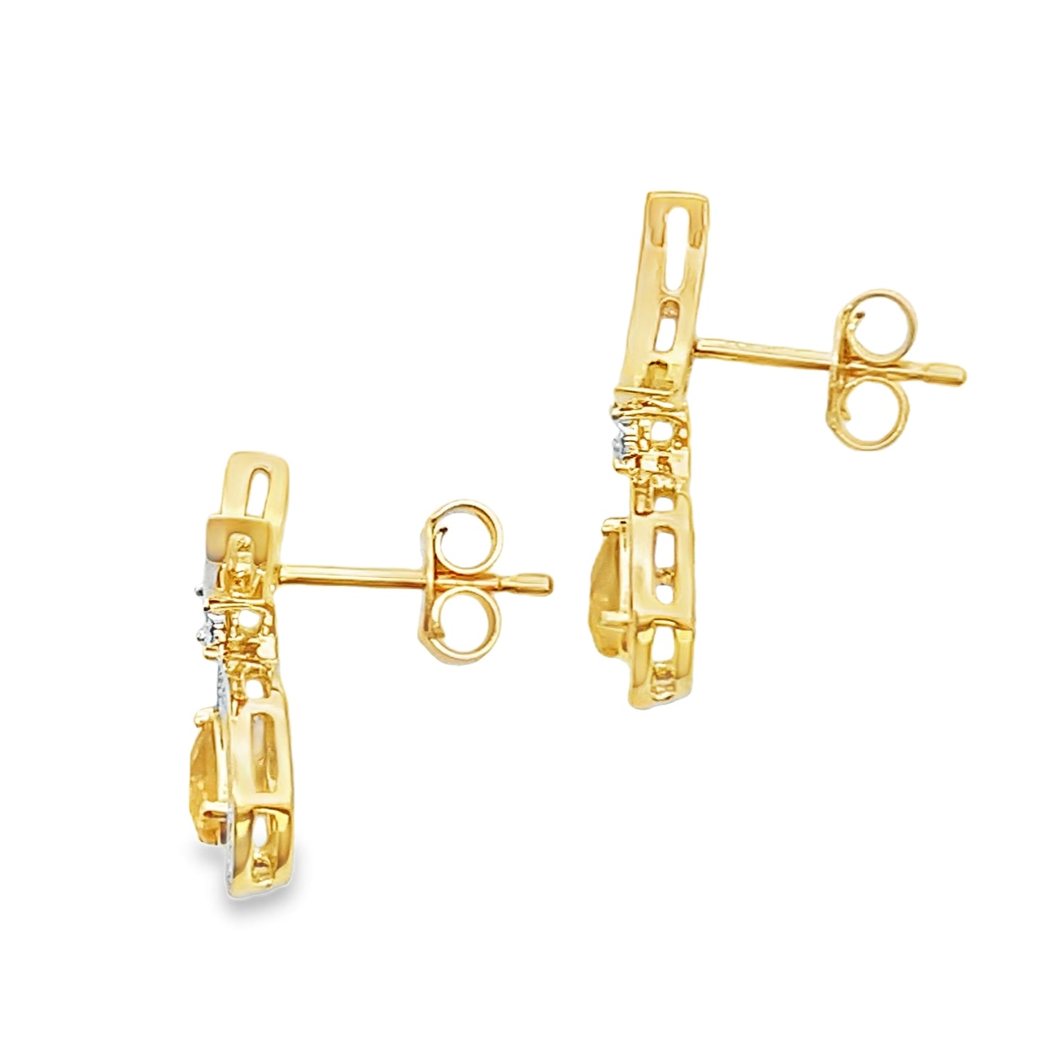 .48ct Citrine Diamond Dangle Earrings 10KT Yellow Gold by Bids.com