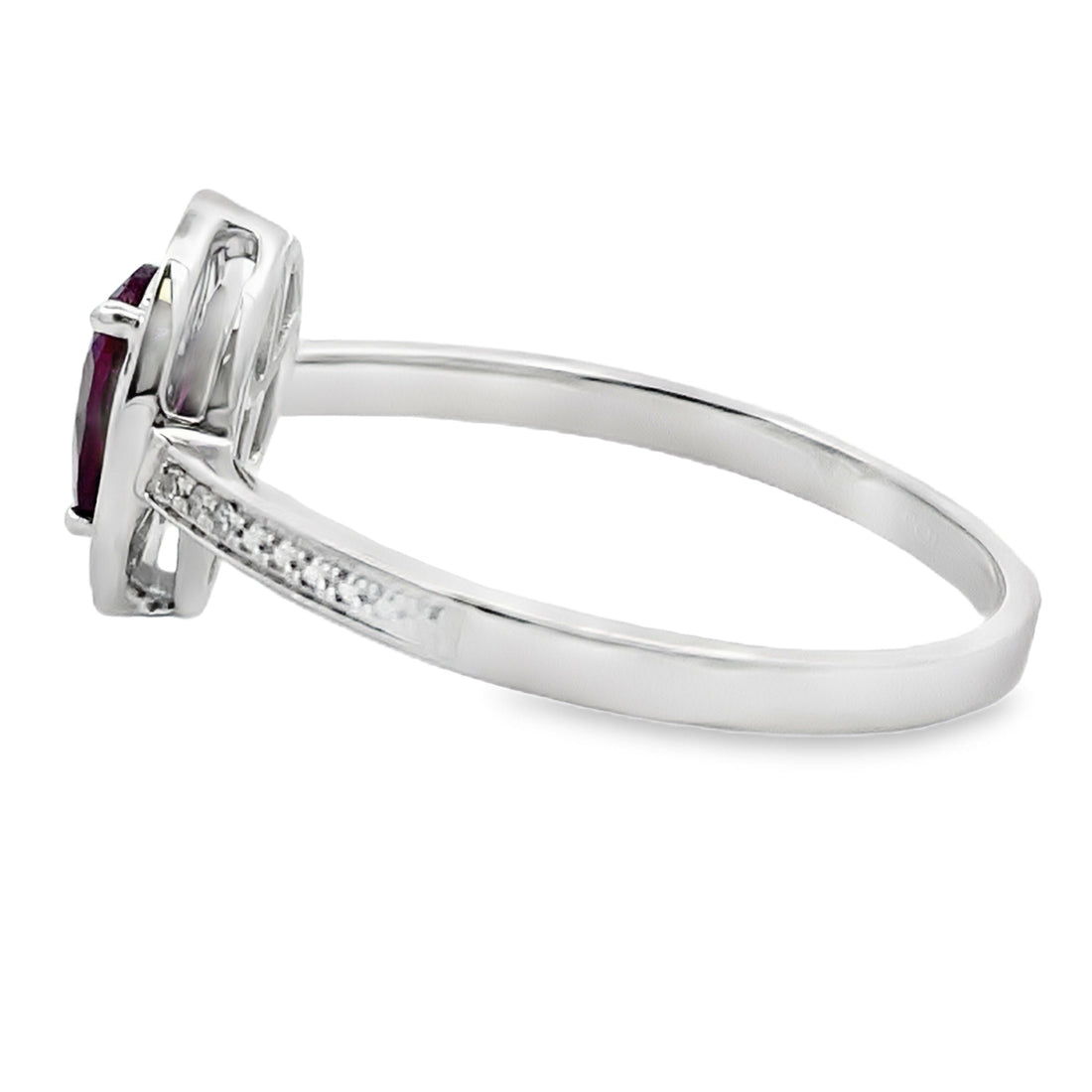 Natural .56ct Garnet Diamond Ring 10KT White Gold by Bids.com