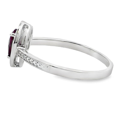 Natural .56ct Garnet Diamond Ring 10KT White Gold by Bids.com