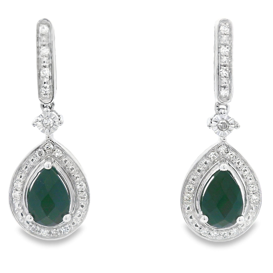 .84ct Onyx Diamond Dangle Earrings 10KT White Gold by Bids.com