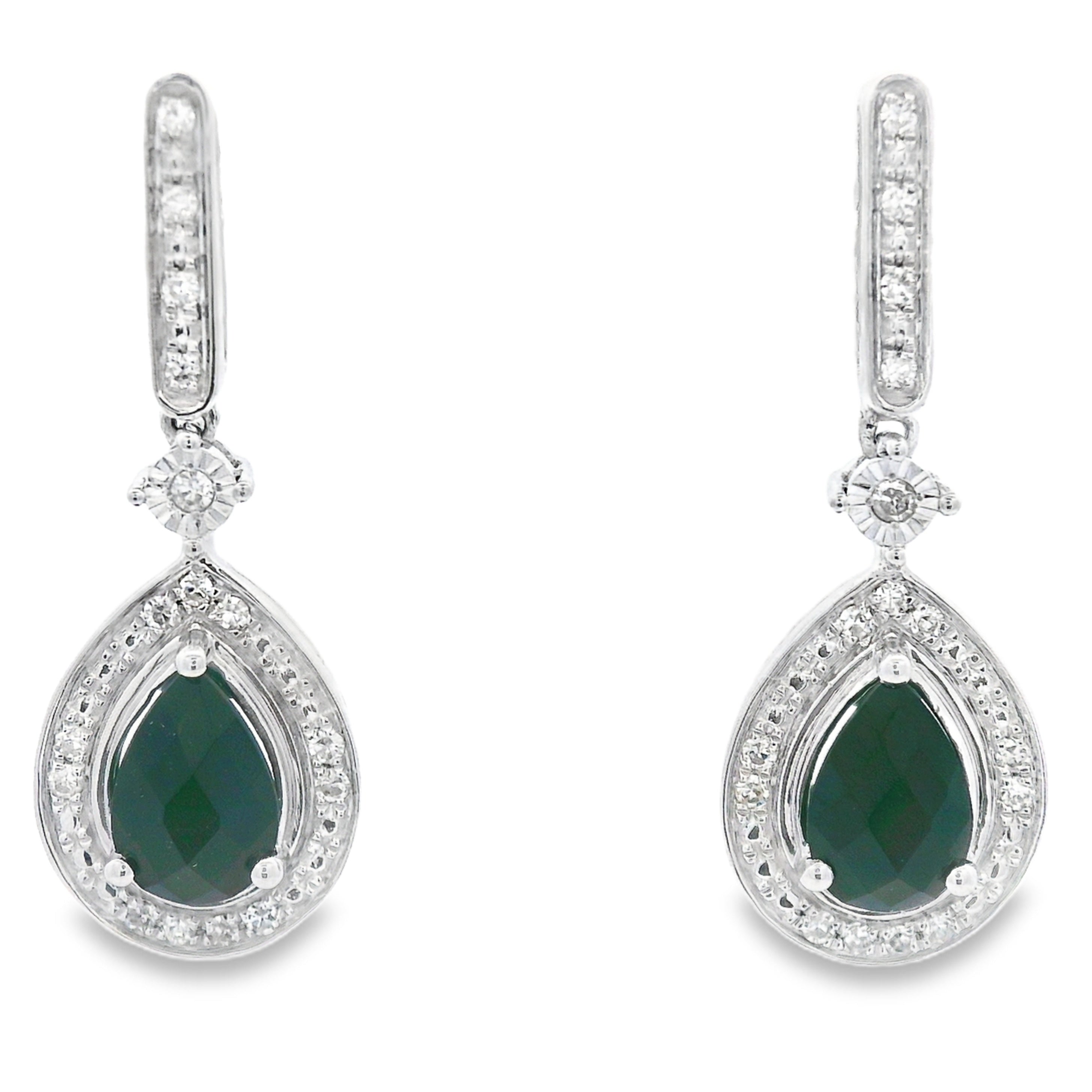 .84ct Onyx Diamond Dangle Earrings 10KT White Gold by Bids.com