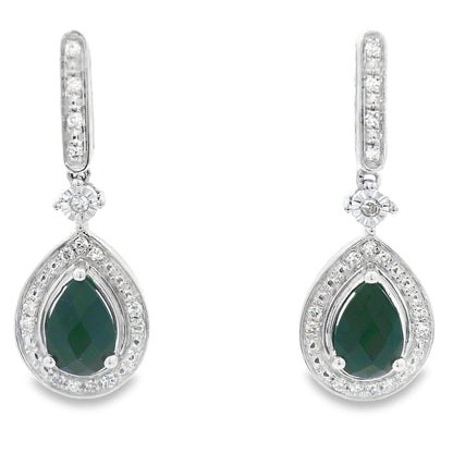 .84ct Onyx Diamond Dangle Earrings 10KT White Gold by Bids.com